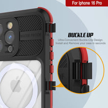 Cargar imagen en el visor de la galería, Estuche impermeable de aluminio Metal Extreme 2.0 Series para iPhone 16 Pro con protección IP68 y protector de pantalla incorporado [negro y rojo]
