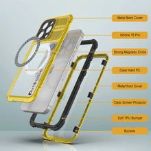 Load image into Gallery viewer, Estuche impermeable de aluminio Metal Extreme 2.0 Series para iPhone 16 Pro con protección IP68 y protector de pantalla incorporado [amarillo]
