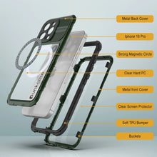 Load image into Gallery viewer, Estuche impermeable de aluminio Metal Extreme 2.0 Series para iPhone 16 Pro con protección IP68 y protector de pantalla incorporado [verde oscuro]
