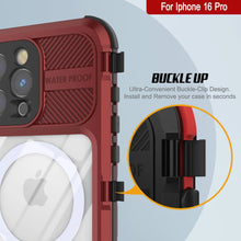 Cargar imagen en el visor de la galería, Estuche impermeable de aluminio Metal Extreme 2.0 Series para iPhone 16 Pro con protección IP68 y protector de pantalla incorporado [rojo y negro]
