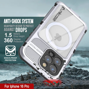 Estuche impermeable de aluminio Metal Extreme 2.0 Series para iPhone 16 Pro con protección IP68 y protector de pantalla incorporado [blanco]