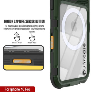 Estuche impermeable de aluminio Metal Extreme 2.0 Series para iPhone 16 Pro con protección IP68 y protector de pantalla incorporado [verde oscuro]