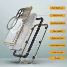 Load image into Gallery viewer, Estuche impermeable de aluminio Metal Extreme 2.0 Series para iPhone 16 Pro con protección IP68 y protector de pantalla incorporado [dorado]
