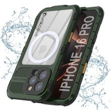 Load image into Gallery viewer, Estuche impermeable de aluminio Metal Extreme 2.0 Series para iPhone 16 Pro con protección IP68 y protector de pantalla incorporado [verde oscuro]
