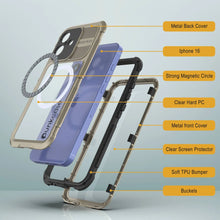 Cargar imagen en el visor de la galería, Estuche impermeable de aluminio Metal Extreme 2.0 Series para iPhone 16 con protección IP68 y protector de pantalla incorporado [dorado]

