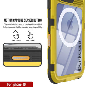 Estuche impermeable de aluminio Metal Extreme 2.0 Series para iPhone 16 con protección IP68 y protector de pantalla incorporado [amarillo]