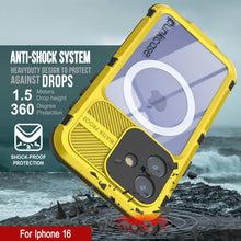 Cargar imagen en el visor de la galería, Estuche impermeable de aluminio Metal Extreme 2.0 Series para iPhone 16 con protección IP68 y protector de pantalla incorporado [amarillo]
