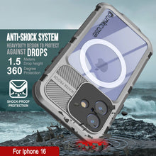 Cargar imagen en el visor de la galería, Estuche impermeable de aluminio Metal Extreme 2.0 Series para iPhone 16 con protección IP68 y protector de pantalla incorporado [plateado]

