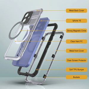 Estuche impermeable de aluminio Metal Extreme 2.0 Series para iPhone 16 con protección IP68 y protector de pantalla incorporado [blanco]