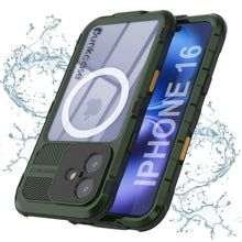 Cargar imagen en el visor de la galería, Estuche impermeable de aluminio Metal Extreme 2.0 Series para iPhone 16 con protección IP68 y protector de pantalla incorporado [verde oscuro]
