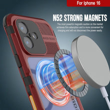 Cargar imagen en el visor de la galería, Estuche impermeable de aluminio Metal Extreme 2.0 Series para iPhone 16 con protección IP68 y protector de pantalla incorporado [rojo y negro]
