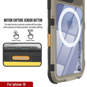 Estuche impermeable de aluminio Metal Extreme 2.0 Series para iPhone 16 con protección IP68 y protector de pantalla incorporado [dorado]