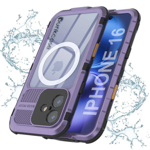 Funda impermeable de aluminio Metal Extreme 2.0 Series para iPhone 16 con protección IP68 y protector de pantalla incorporado [púrpura]