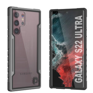 Punkcase S22 Ultra ravenger Case Protective Military Grade Multilayer Cover [Grey-Black] (Color in image: Grey-Black)