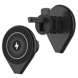 Cargador inalámbrico para automóvil Punkcase [Serie F8] universal, montaje de carga rápida de 15W para la rejilla de ventilación [Negro]