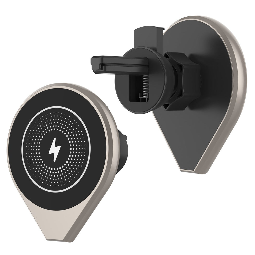 Cargador inalámbrico Punkcase [Serie F8] Universal 15W Cargador rápido para automóvil con soporte para rejilla de ventilación [Oro]