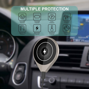 Cargador inalámbrico Punkcase [Serie F8] Universal 15W Cargador rápido para automóvil con soporte para rejilla de ventilación [Oro]