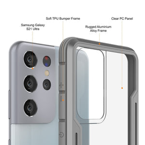 Punkcase S21 Ultra ravenger Case Protective Military Grade Multilayer Cover [Grey] (Color in image: Rose-Gold)