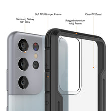 Cargar imagen en el visor de la galería, Punkcase S21 Ultra ravenger Case Protective Military Grade Multilayer Cover [Black] (Color in image: Red)
