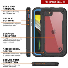 Cargar imagen en el visor de la galería, iPhone 7 Waterproof IP68 Case, Punkcase [Blue]  [Maximus Series] [Slim Fit] [IP68 Certified] [Shockresistant] Clear Armor Cover with Screen Protector | Ultimate Protection (Color in image: black)

