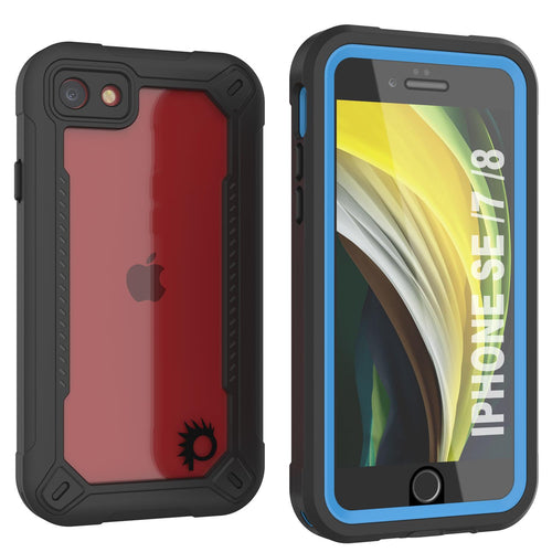 iPhone 7 Waterproof IP68 Case, Punkcase [Blue]  [Maximus Series] [Slim Fit] [IP68 Certified] [Shockresistant] Clear Armor Cover with Screen Protector | Ultimate Protection (Color in image: blue)