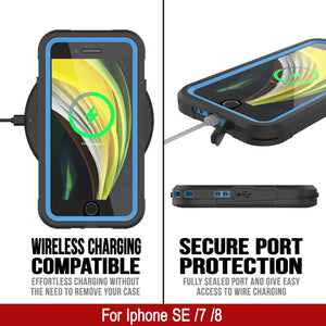 iPhone 8 Waterproof IP68 Case, Punkcase [Blue]  [Maximus Series] [Slim Fit] [IP68 Certified] [Shockresistant] Clear Armor Cover with Screen Protector | Ultimate Protection (Color in image: teal)