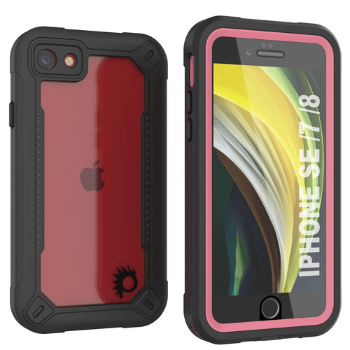 iPhone 8 Waterproof IP68 Case, Punkcase [pink]  [Maximus Series] [Slim Fit] [IP68 Certified] [Shockresistant] Clear Armor Cover with Screen Protector | Ultimate Protection (Color in image: pink)