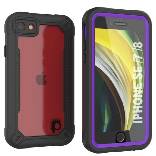 iPhone 8 Waterproof IP68 Case, Punkcase [Purple]  [Maximus Series] [Slim Fit] [IP68 Certified] [Shockresistant] Clear Armor Cover with Screen Protector | Ultimate Protection (Color in image: purple)