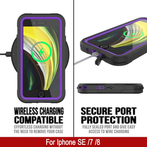 iPhone SE (4.7") Waterproof IP68 Case, Punkcase [Purple]  [Maximus Series] [Slim Fit] [IP68 Certified] [Shockresistant] Clear Armor Cover with Screen Protector | Ultimate Protection (Color in image: black)