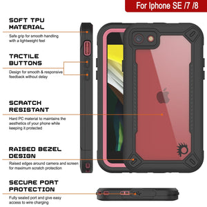 iPhone SE (4.7") Waterproof IP68 Case, Punkcase [pink]  [Maximus Series] [Slim Fit] [IP68 Certified] [Shockresistant] Clear Armor Cover with Screen Protector | Ultimate Protection (Color in image: purple)