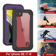 Cargar imagen en el visor de la galería, iPhone SE (4.7&quot;) Waterproof IP68 Case, Punkcase [Purple]  [Maximus Series] [Slim Fit] [IP68 Certified] [Shockresistant] Clear Armor Cover with Screen Protector | Ultimate Protection (Color in image: red)
