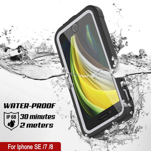 iPhone SE (4.7") Waterproof IP68 Case, Punkcase [white]  [Maximus Series] [Slim Fit] [IP68 Certified] [Shockresistant] Clear Armor Cover with Screen Protector | Ultimate Protection (Color in image: black)