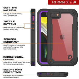 iPhone SE (4.7") Waterproof IP68 Case, Punkcase [Purple]  [Maximus Series] [Slim Fit] [IP68 Certified] [Shockresistant] Clear Armor Cover with Screen Protector | Ultimate Protection (Color in image: blue)