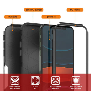 Punkcase for iPhone 11 Belt Clip Multilayer Holster Case [Patron Series] [Black] (Color in image: Mint)