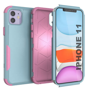 Punkcase for iPhone 11 Belt Clip Multilayer Holster Case [Patron Series] [Mint-Pink] 