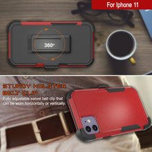 Cargar imagen en el visor de la galería, Punkcase for iPhone 11 Belt Clip Multilayer Holster Case [Patron Series] [Red-Black] 
