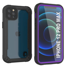 Cargar imagen en el visor de la galería, iPhone 12 Pro Max Waterproof IP68 Case, Punkcase [Purple]  [Maximus Series] [Slim Fit] [IP68 Certified] [Shockresistant] Clear Armor Cover with Screen Protector | Ultimate Protection (Color in image: purple)
