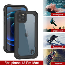 Cargar imagen en el visor de la galería, iPhone 12 Pro Max Waterproof IP68 Case, Punkcase [Black]  [Maximus Series] [Slim Fit] [IP68 Certified] [Shockresistant] Clear Armor Cover with Screen Protector | Ultimate Protection 
