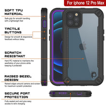 Cargar imagen en el visor de la galería, iPhone 12 Pro Max Waterproof IP68 Case, Punkcase [Purple]  [Maximus Series] [Slim Fit] [IP68 Certified] [Shockresistant] Clear Armor Cover with Screen Protector | Ultimate Protection (Color in image: black)
