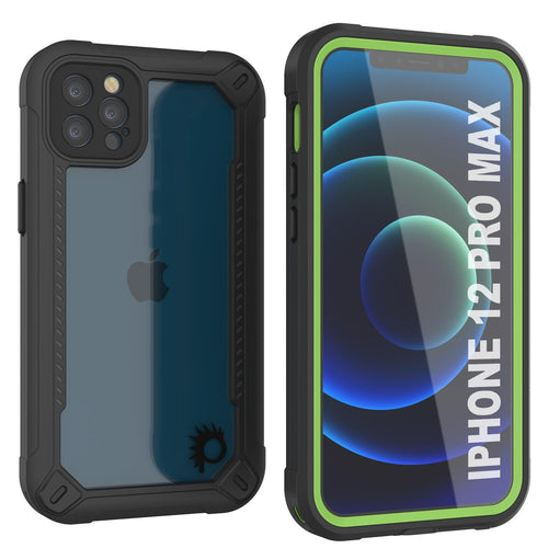 iPhone 12 Pro Max Waterproof IP68 Case, Punkcase [Green]  [Maximus Series] [Slim Fit] [IP68 Certified] [Shockresistant] Clear Armor Cover with Screen Protector | Ultimate Protection (Color in image: green)