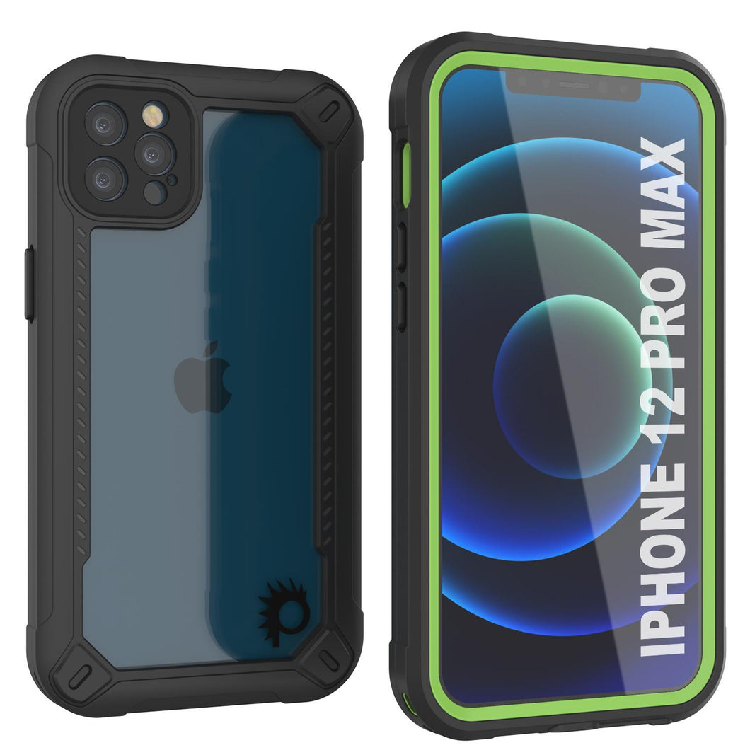 iPhone 12 Pro Max Waterproof IP68 Case, Punkcase [Green]  [Maximus Series] [Slim Fit] [IP68 Certified] [Shockresistant] Clear Armor Cover with Screen Protector | Ultimate Protection (Color in image: green)