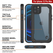 Cargar imagen en el visor de la galería, iPhone 12 Pro Max Waterproof IP68 Case, Punkcase [Blue]  [Maximus Series] [Slim Fit] [IP68 Certified] [Shockresistant] Clear Armor Cover with Screen Protector | Ultimate Protection (Color in image: teal)

