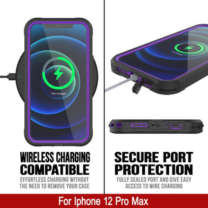 iPhone 12 Pro Max Waterproof IP68 Case, Punkcase [Purple]  [Maximus Series] [Slim Fit] [IP68 Certified] [Shockresistant] Clear Armor Cover with Screen Protector | Ultimate Protection (Color in image: teal)