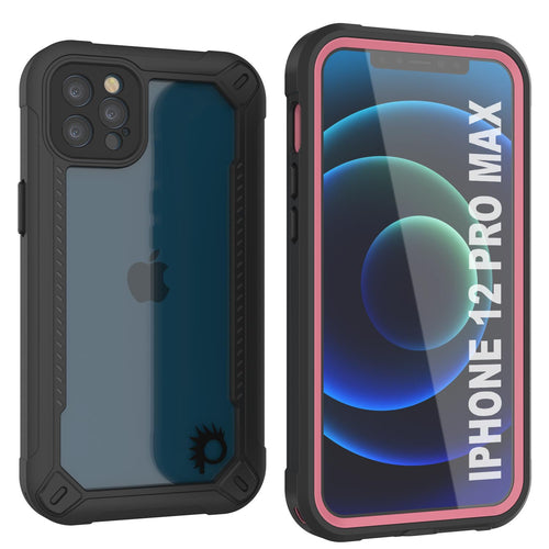 iPhone 12 Pro Max Waterproof IP68 Case, Punkcase [pink]  [Maximus Series] [Slim Fit] [IP68 Certified] [Shockresistant] Clear Armor Cover with Screen Protector | Ultimate Protection (Color in image: pink)