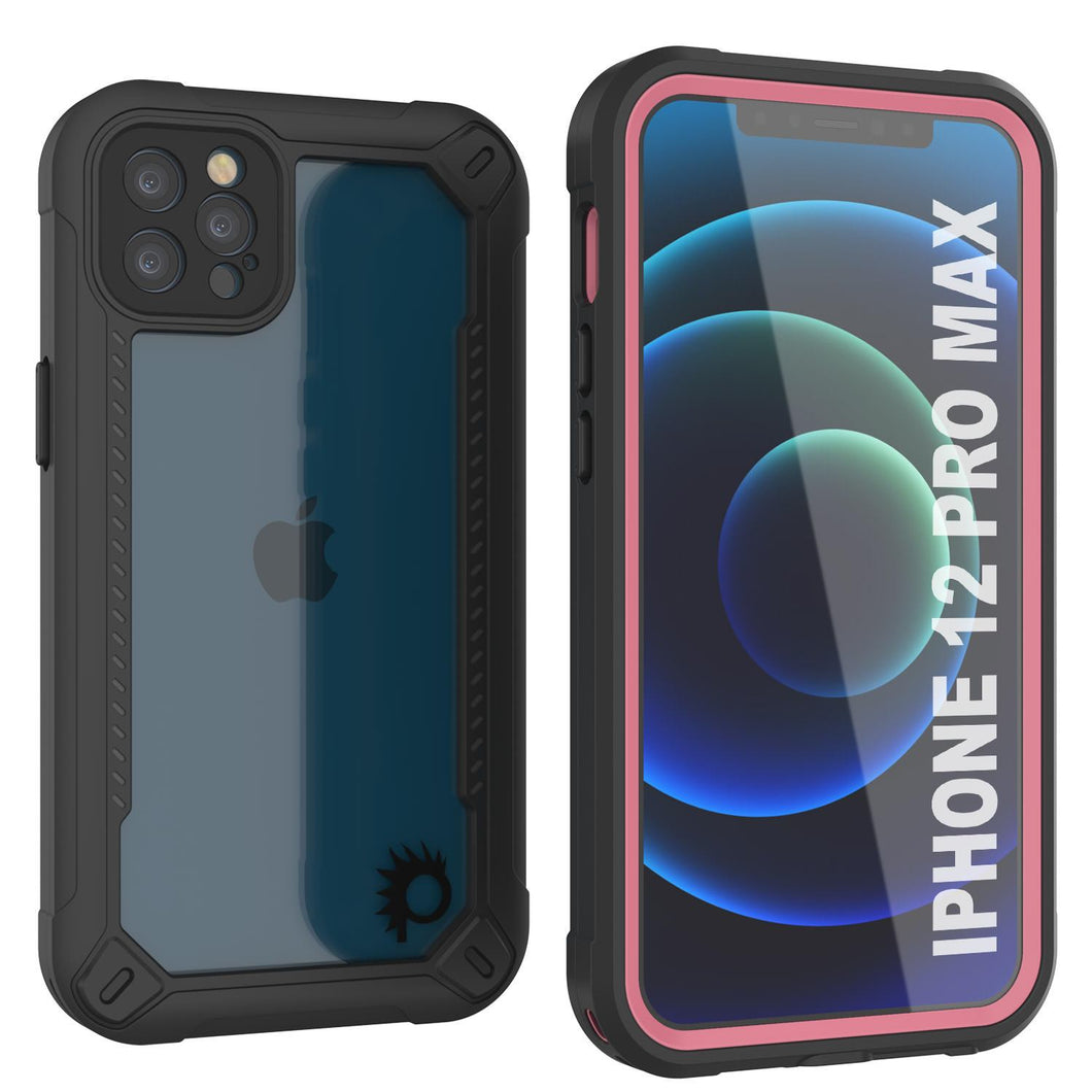 iPhone 12 Pro Max Waterproof IP68 Case, Punkcase [pink]  [Maximus Series] [Slim Fit] [IP68 Certified] [Shockresistant] Clear Armor Cover with Screen Protector | Ultimate Protection (Color in image: pink)