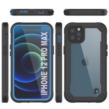 Cargar imagen en el visor de la galería, iPhone 12 Pro Max Waterproof IP68 Case, Punkcase [Blue]  [Maximus Series] [Slim Fit] [IP68 Certified] [Shockresistant] Clear Armor Cover with Screen Protector | Ultimate Protection (Color in image: black)
