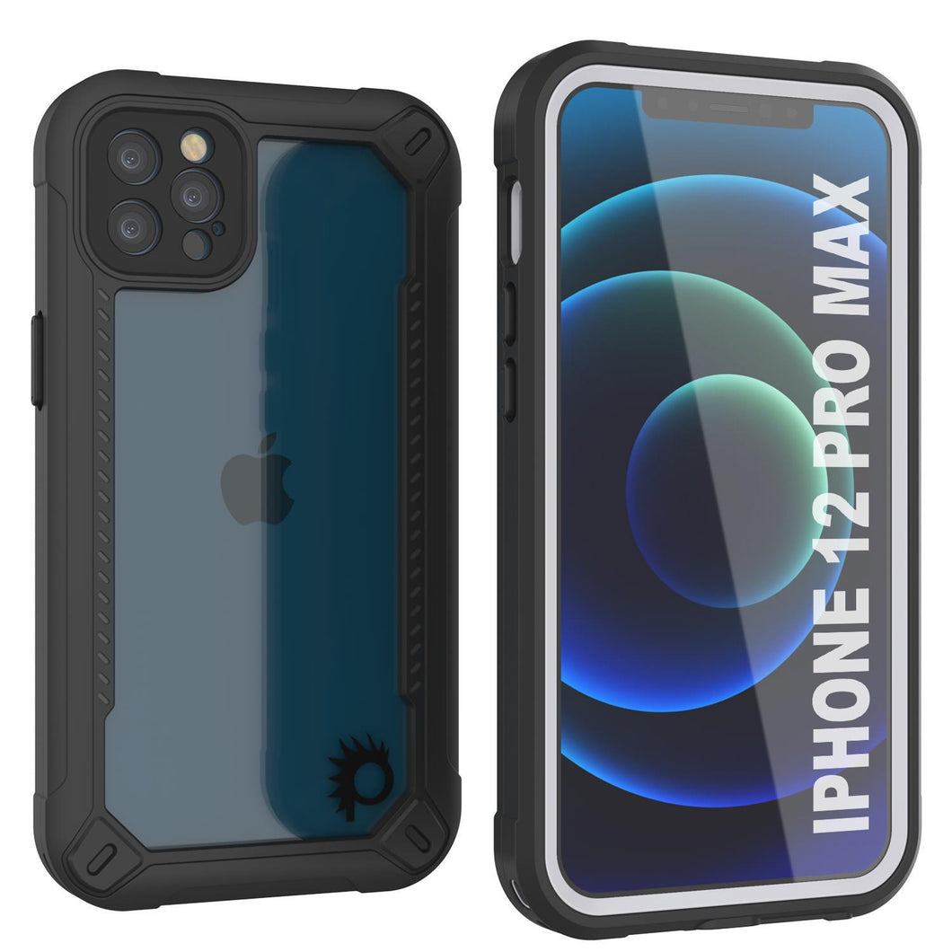 iPhone 12 Pro Max Waterproof IP68 Case, Punkcase [white]  [Maximus Series] [Slim Fit] [IP68 Certified] [Shockresistant] Clear Armor Cover with Screen Protector | Ultimate Protection (Color in image: white)
