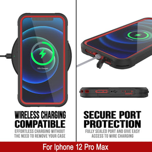 iPhone 12 Pro Max Waterproof IP68 Case, Punkcase [red]  [Maximus Series] [Slim Fit] [IP68 Certified] [Shockresistant] Clear Armor Cover with Screen Protector | Ultimate Protection (Color in image: teal)
