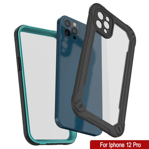 iPhone 12 Pro Waterproof IP68 Case, Punkcase [teal]  [Maximus Series] [Slim Fit] [IP68 Certified] [Shockresistant] Clear Armor Cover with Screen Protector | Ultimate Protection (Color in image: blue)