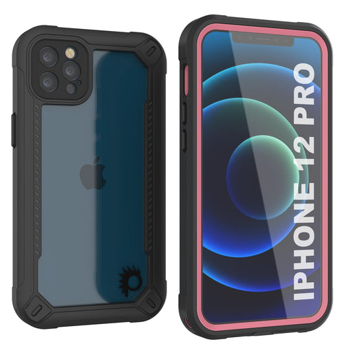 iPhone 12 Pro Waterproof IP68 Case, Punkcase [pink]  [Maximus Series] [Slim Fit] [IP68 Certified] [Shockresistant] Clear Armor Cover with Screen Protector | Ultimate Protection (Color in image: pink)